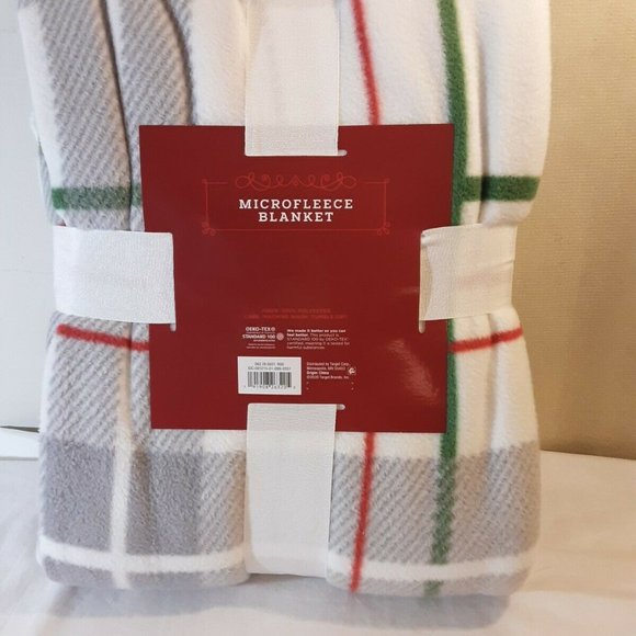 Bedding Microfleece Blanket Gray Plaid 9 90